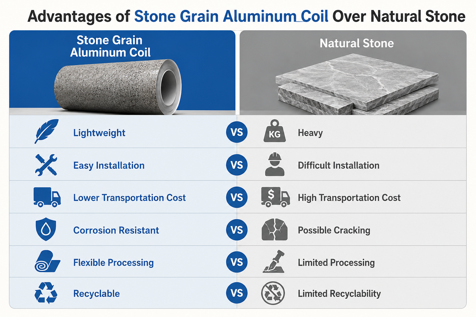 Stone Grain Aluminum Coil Advantages